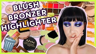 LETS BRUTALLY DECLUTTER MY BLUSHES BRONZERS amp HIGHLIGHTERS  MAKEMEUPMISSA [upl. by Yerg]