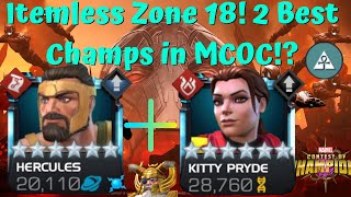 HerculesKitty Godly Duo Itemless Zone 18 Incursion Push Madness 1HP Immortal Links  MCOC [upl. by Reckford]