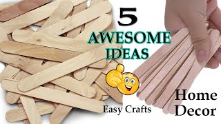 5 Awesome Popsicle Stick Crafts Ideas  DIY Ice Cream Stick Crafts [upl. by Jonell444]