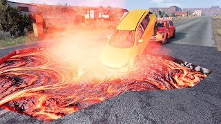 Amazing BeamNG Video  Cars Vs Lava Sinkhole  BeamNG Drive [upl. by Liam]