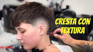 BURST FADE 🔥 CRESTA CON TEXTURA TUTORIAL hairtrends barberia [upl. by Ahsatal]