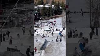 Can you find the snowboarder in this chaotic ski resort snowboarding [upl. by Hgielyak]