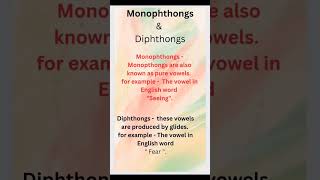 MonophthongsDiphthongs  Monophthongs and Diphthongs with example [upl. by Nosinned597]