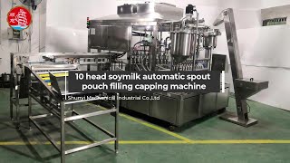 best supplier of 10 head soymilk automatic spout pouch filling capping machine [upl. by Johm472]