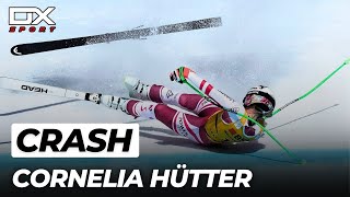 Alpine Ski Cornelia Hütter HUGE CRASH at Crans Montana  Downhill  2022 🇮🇹 [upl. by Koorb]