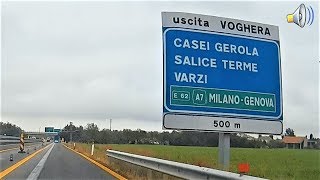 Autostrada A21 uscita casello Voghera e pagamento pedaggio  Motorway Voghera [upl. by Eizdnil670]