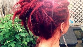 finethin hair dreads four month update red dreadsside cut [upl. by Ailemac682]