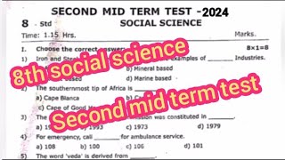 8th social science second mid term test question paper 2024  model question english medium [upl. by Joby]