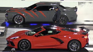 Hellcat vs C8 Corvette  drag racing [upl. by Reld]