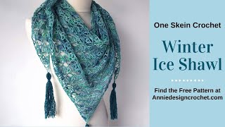 One Skein Crochet Lace Shawl  Winter Ice [upl. by Cheslie]