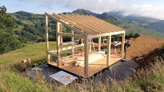 How to Build a Timber Frame Studio  Part 7  Timber Structure Construction on the Mountainside [upl. by Benson]