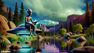 ASMR Alien Fishing on a Hovering UFO  Relaxing Mountain Wind River and Nature Sounds for Sleep 😴 [upl. by Drooff]