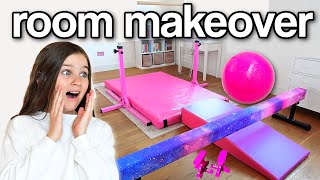 GYMNASTICS ROOM MAKEOVER SURPRISE for Sienna  Family Fizz [upl. by Lladnew]