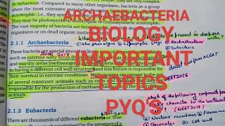 ARCHAEBACTERIA  BIOLOGY NCERT IMPORTANT HIGHLIGHTS PYQS CLASS 11 neet neet2025 classxibiology [upl. by Tnarb]