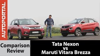 Tata Nexon vs Maruti Vitara Brezza  Test Drive Comparison Review  Autoportal [upl. by Adnohr]