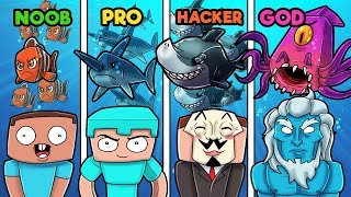 Minecraft  UNDERWATER WAR NOOB vs PRO vs GOD vs HACKER [upl. by Aimit]