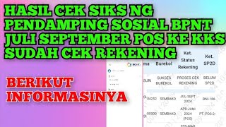 BPNT JULI SEPTEMBER 2024 DIAPLIKASI SIKS NG PENDAMPING SOSIAL SUDAH PROSES CEK REKENING [upl. by Negroj]