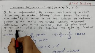 Model 1 MM1 infinityFCFS Question problem Number 4  Queueing Theory in operation Research [upl. by Nowad996]