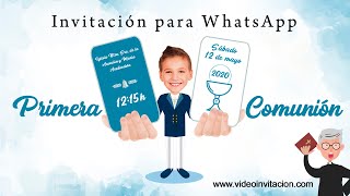 Invitación de Primera Comunión digital para Whatsapp Niño [upl. by Caterina]