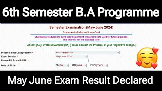 SOL BA Program Sixth Semester Result Declared May June 2024  Sol 6th Semester BA PROG Result 2024 [upl. by Leoy130]