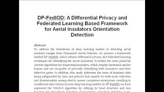 DP FedIOD A Differential Privacy and Federated Learning Based Framework for Aerial Insulators Orient [upl. by Esimaj248]