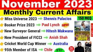 Current Affairs 2023 November  Nov 2023 Monthly Current Affairs  Current Affairs 2023 Full Month [upl. by Yoshio]