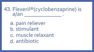 Top 200 Drugs Practice Test Question  Flexeril cyclobenzaprine is a an PTCB NAPLEX NCLEX Test [upl. by Tama]