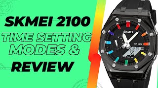 SKMEI 2100 Time Setting amp Modes  InDepth Review  Casioak Homage  Best GShock GA2100 Alternative [upl. by Eizeerb]