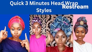 Quick 3 Minutes Head Wrap Styles [upl. by Daberath598]