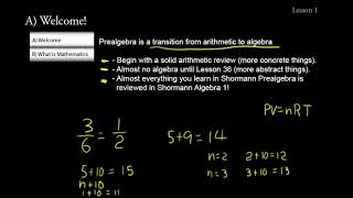 Shormann Math Pre Algebra Lesson 1 [upl. by Ralaigh]