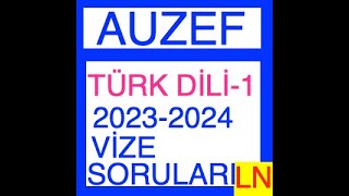 Türk Dili 1 20232024 Vize Soruları [upl. by Anayhd]