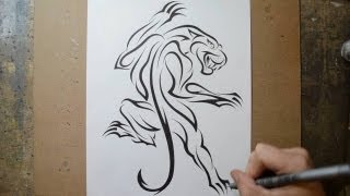 Designing a Classic Climbing Panther Tattoo Design in Tribal [upl. by Elawalo645]