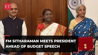 Budget 2024 FM Nirmala Sitharaman meets President Murmu before arrival in Parliament [upl. by Reahard]