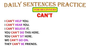 70 Sentences Practice with CANT [upl. by Haroppizt]