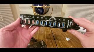 Apanage Powered USB 30 11 Port USB Hub Splitter 7 High Speed Data Transfer AMAZON UNBOXING VIDEO [upl. by Nileuqay213]