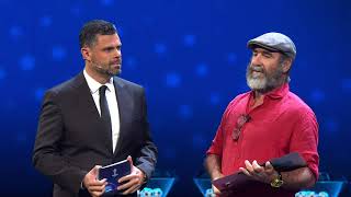 Eric Cantona Gives Interesting Acceptance Speech At UCL Draw [upl. by Winnick]