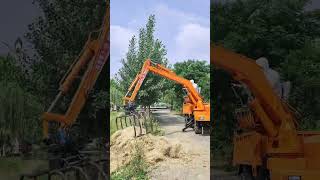 Rotating wood grabber Truckmounted excavator Fourwheel drive agricultural vehicle Tipping dump [upl. by Buyse]