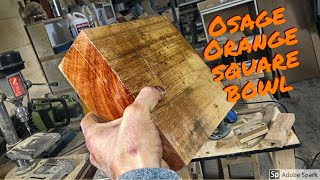 Woodturning  Square bowl with osage orange [upl. by Anselm705]