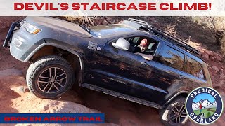 Jeep Grand Cherokee WK2 Off Roading  Climb on Devils Staircase  Broken Arrow Trail Sedona AZ [upl. by Gaylor115]