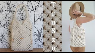 DIY MACRAME PURSE tutorial  MAKRAMA torebka Boho  EASY MACRAME BAG  MACRAME MARKET BAG [upl. by Wilow]