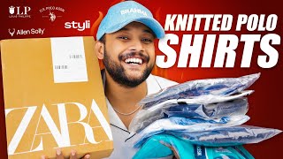 Best Knitted Polo T Shirt For Men 🔥 Zara Allen Solly US Polo Styli Haul Review 2023  ONE CHANCE [upl. by Loyce]