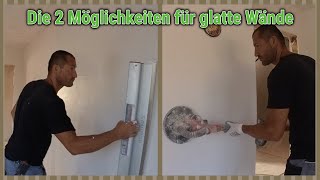 2 Möglichkeiten für glatte Wände Kalk glätte  Wand schleifen [upl. by Ubana]