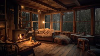 Cozy Treehouse  Rain Sounds Thunder amp Crackling Fireplace for Sleep Study Meditation  8 Hours [upl. by Morrell]