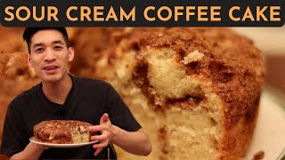 The SOFTEST Sour Cream Coffee Cake Recipe LIGHT amp FLUFFY  Super Easy Dessert  Danlicious [upl. by Amles]