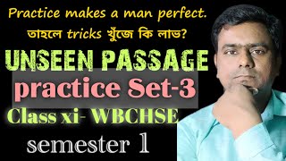 Unseen Passage class 11 wbchse  Semester 1  MCQ  Reading Comprehension  SET 3 [upl. by Asilad]