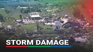 Aerial video shows storm damage across Valley View Texas  ABSCBN News [upl. by Meekahs]