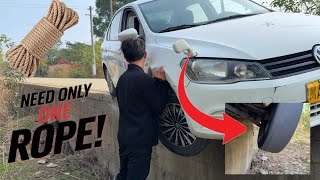 quotDIY Car Rescue How I Lifted My Dropped Front Wheelquot tricks stuckcar [upl. by Ebehp]