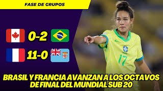 MUNDIAL FEMENINO SUB 20 2024 RESUMEN DÍA 7 BRASIL Y FRANCIA A OCTAVOS DE FINAL [upl. by Frissell263]