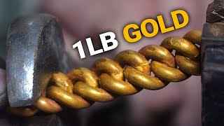 Forging Our Top Cuban Link Chain With Over 1 Pound of Gold [upl. by Idnaj]