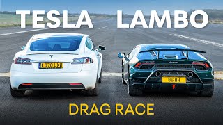 Lamborghini Huracan Performante v Tesla Model S Performance  DRAG RACE amp 01000 RACE [upl. by Clyve]